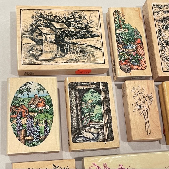 stampendous rubber stamp Lot PSX & Others Cottage Wishing Well Floral Village - Picture 5 of 11